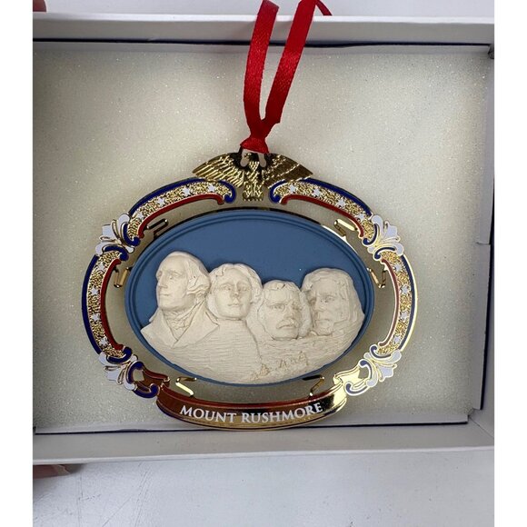 2003 Mount Rushmore Borglum Souvenir Ornament & Box Cutout Metal South Dakota - Picture 4 of 5